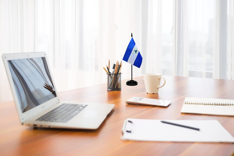 tibijoy Nicaragua Flags Nicaraguans Desk Flags Set Small Mini Nicaragua Flags Table Flag with 13" Black Pole, Black Base and Spear Top, Miniature Nicaraguans Deluxe Desktop Flag, Home Decoration, Office - Image 5